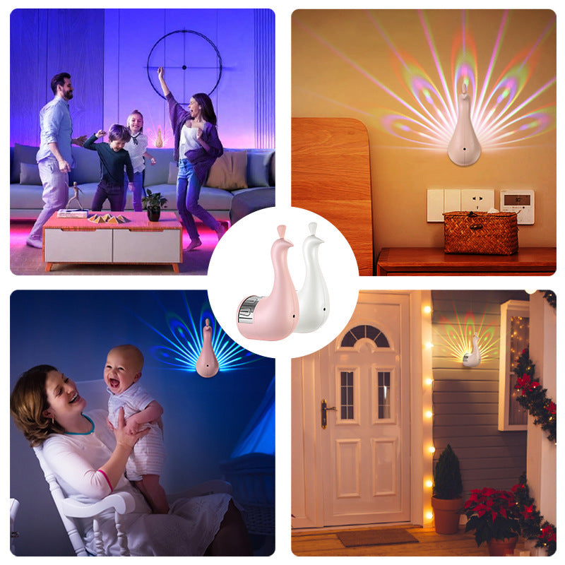 DEKKORAT Peacocks Wall Lamp - Colorful 3D Ambient Lighting | Modern Creative Animal Design for Bedroom Atmosphere