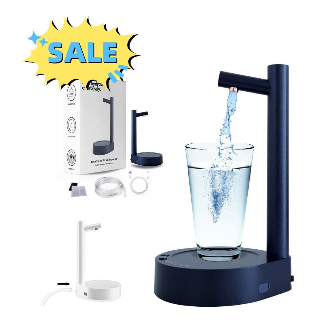 Electric Desk Water Dispenser - Rechargeable Automatic Gallon Water Bottle Dispenser